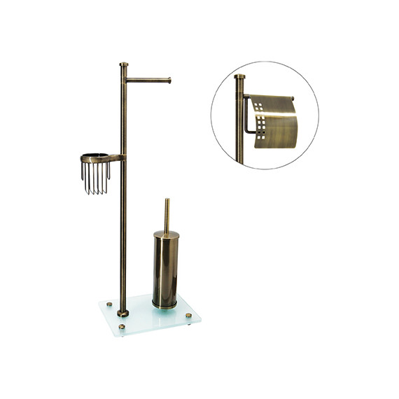 Стойка с держателем и ёршиком WasserKraft Exter K-1234, цвет светлая бронза - фото 2