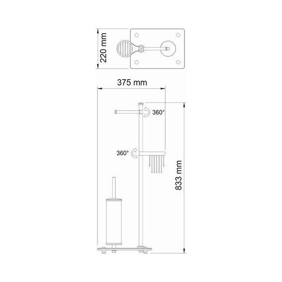 Стойка с держателем и ёршиком WasserKraft Exter K-1234, цвет светлая бронза - фото 4