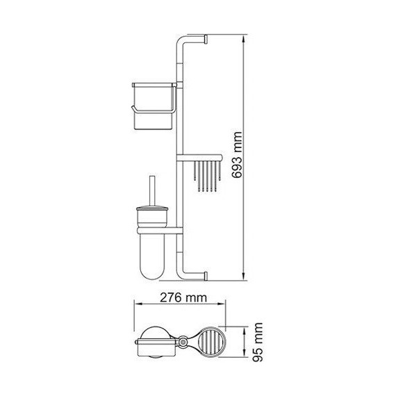 Стойка с держателем и ёршиком WasserKraft Exter K-1458, цвет светлая бронза - фото 4