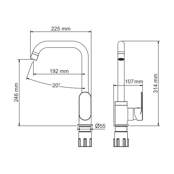 Смеситель для кухни WasserKraft Elbe A7407, чёрный - фото 7