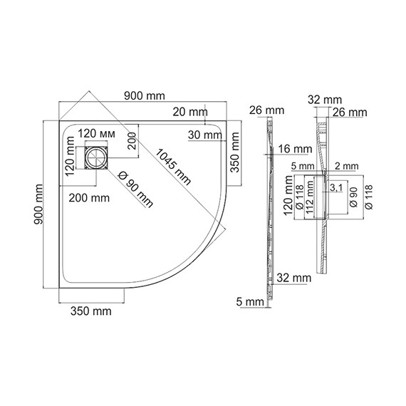Поддон SMC WasserKraft Main 90х90 см 41T01 - фото 2