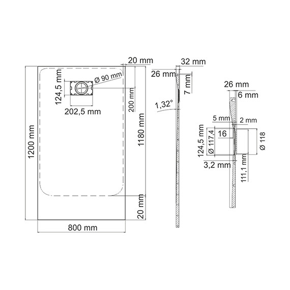 Поддон SMC WasserKraft Main 120х80 см 41T06 - фото 2