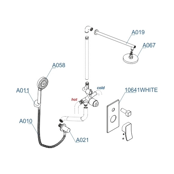 Душевая система для душа WasserKraft A16067WHITE, белый/хром - фото 9