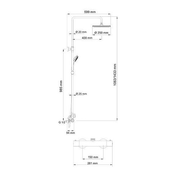 Душевая стойка с термостатом WasserKraft A13302 Thermo - фото 6
