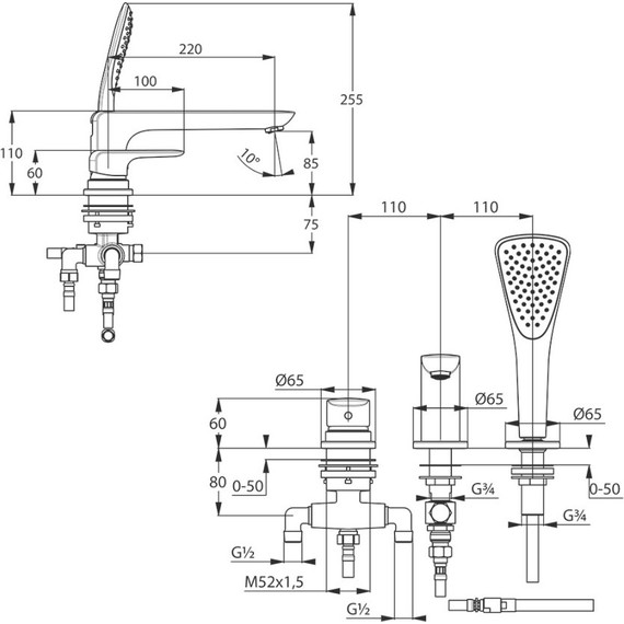 Смеситель для ванны Kludi Ameo 414470575 - фото 3
