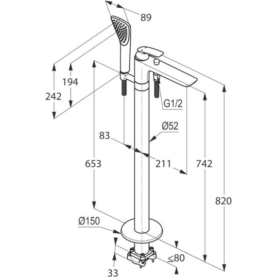 Смеситель для ванны Kludi Balance 525909175, белый - фото 5