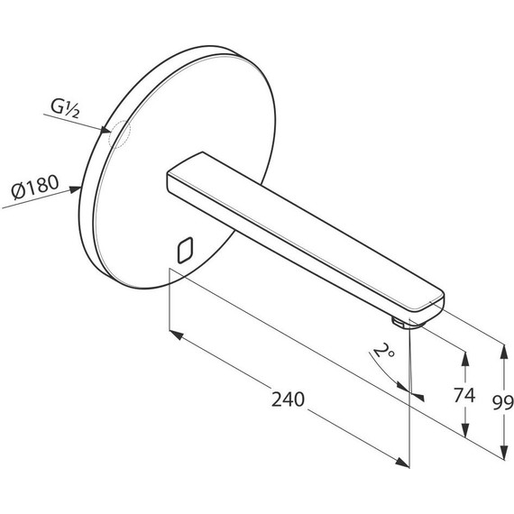 Смеситель для раковины настенный электронный Kludi Zenta 240 мм 3840305 - фото 4