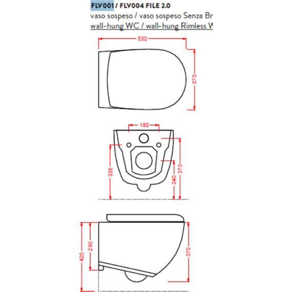 Унитаз подвесной безободковый ArtCeram File 2.0 FLV004 15 00, Цвет производителя: чёрный - фото 3