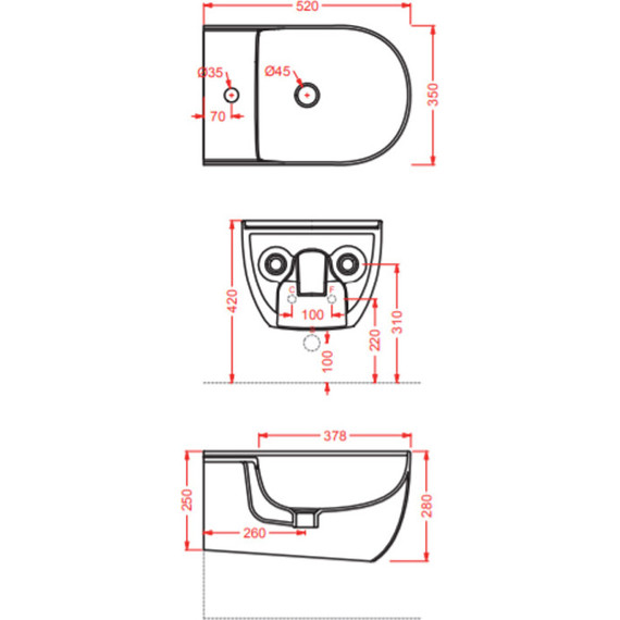 Биде подвесное ArtCeram The One THB001 13 00 arancio cammeo *1 - фото 3