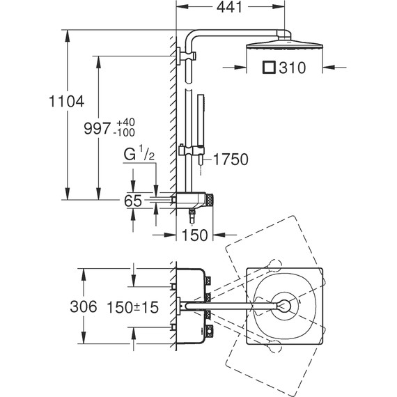 Душевая стойка с термостатом Grohe Euphoria SmartControl System 310 DUO Cube 26508LS0, белая луна - фото 3