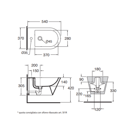 Биде подвесное Azzurra Forma FMBKS000000MBI*1 - фото 6