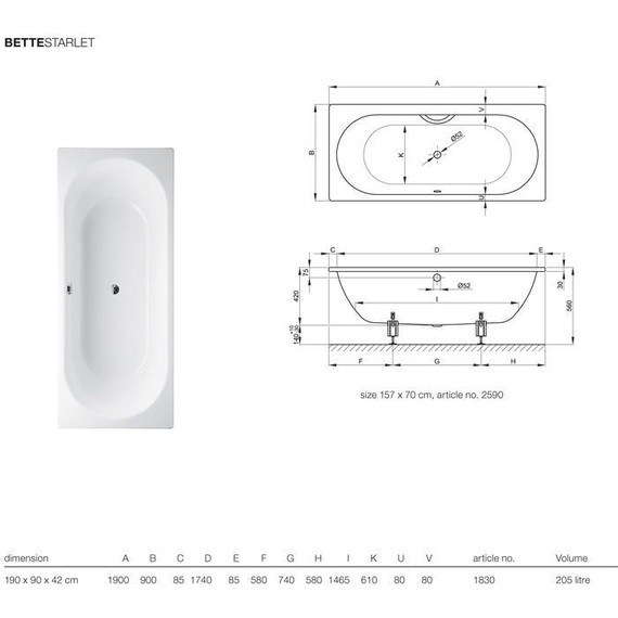 Ванна стальная Bette Starlet 190х90 см 1830-000 PLUS - фото 7