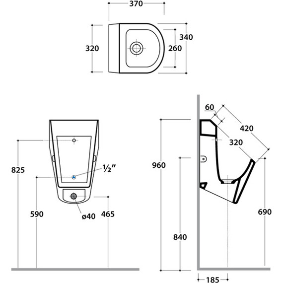 Писсуар подвесной Globo Forty3 FO029.BI - фото 3