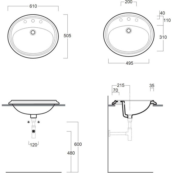 Раковина врезная на столешницу Simas Arcade 60 см AR859bi*1 - фото 4