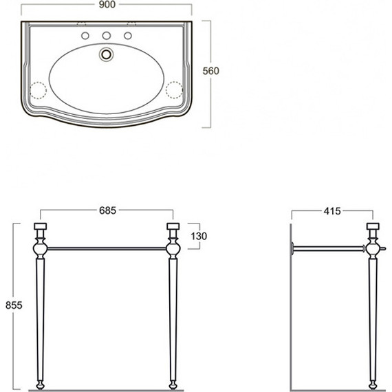 Раковина с консолью Simas Arcade 90 см AR864bi*1 - фото 5