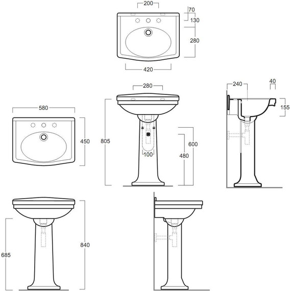 Раковина с пьедесталом Simas Londra 60 см LO914bi*1 - фото 6