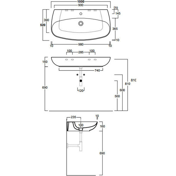 Раковина подвесная Simas Vignoni 100 см VI12bi*1 - фото 6