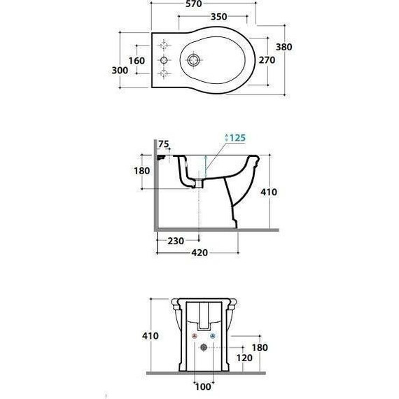 Биде напольное Globo Paestum PA027.BI*3 - фото 3