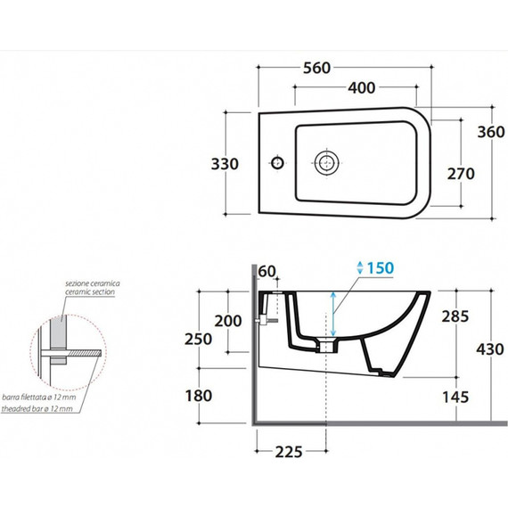 Биде подвесное Globo Stone 56х36 STS09.BI*1 - фото 6
