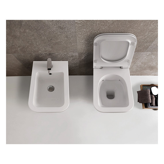 Унитаз подвесной безободковый Globo Stone 52х36 см STS05.BI, Цвет производителя: белый - фото 4