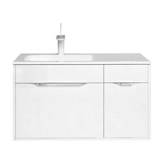 Тумба подвесная с раковиной Aqwella Malaga 90 см Mal.01.09/L, Цвет фасада: белый - фото 