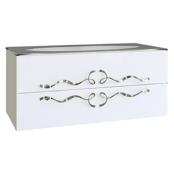 Тумба подвесная с раковиной Aqwella Clarberg Due amanti 100 см Due.01.10/W/CR, белый/серебро - фото 