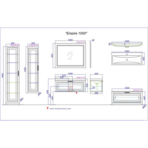 Пенал подвесной Aqwella Империя 35 см Emp.05.35/W - фото 5