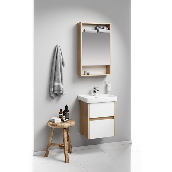 Тумба подвесная с раковиной Aqwella Сити 50 см CI0105DB, дуб балтийский, Цвет фасада: дуб балтийский - фото 5