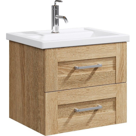 Тумба подвесная с раковиной Aqwella Фостер 60 см FOS01062DS, дуб сонома - фото 