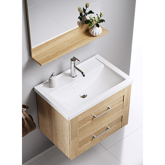 Тумба подвесная с раковиной Aqwella Фостер 70 см FOS01072DS, дуб сонома - фото 5