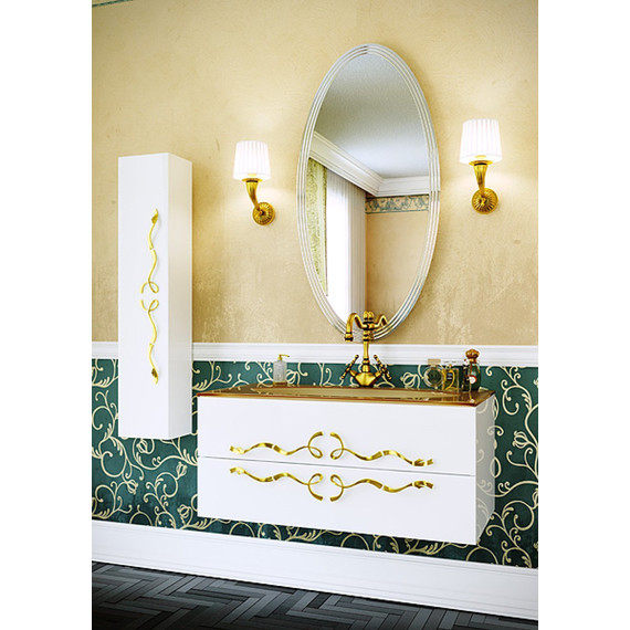 Тумба подвесная с раковиной Aqwella Clarberg Due amanti 120 см Due.01.12/W/GL, белый/золото - фото 3