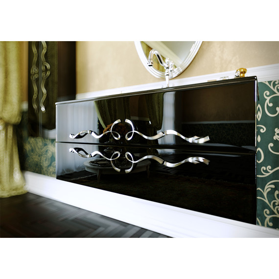 Тумба подвесная с раковиной Aqwella Clarberg Due amanti 120 см Due.01.12/BLK/CR, черный/серебро - фото 2