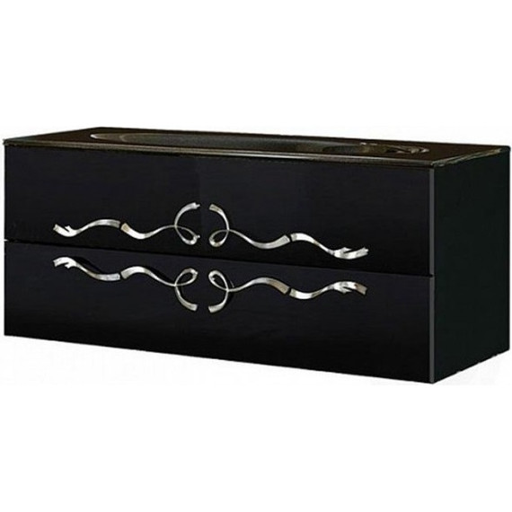 Тумба подвесная с раковиной Aqwella Clarberg Due amanti 120 см Due.01.12/BLK/CR, черный/серебро - фото 