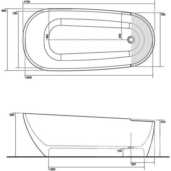 Ванна отдельностоящая Kerasan Aquatech 170х70 см 375001 - фото 9