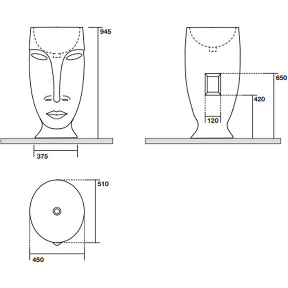 Раковина отдельностоящая Kerasan Artwork Moloco 50 см 474001 - фото 15