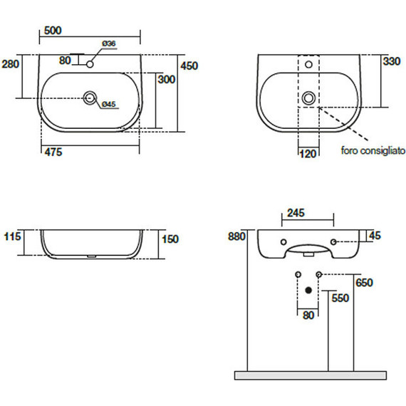 Раковина подвесная Kerasan Nolita 50 см 534001*1 - фото 4