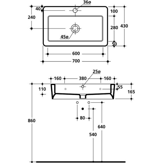 Раковина подвесная Kerasan Ego 70 см 325001*1 - фото 8