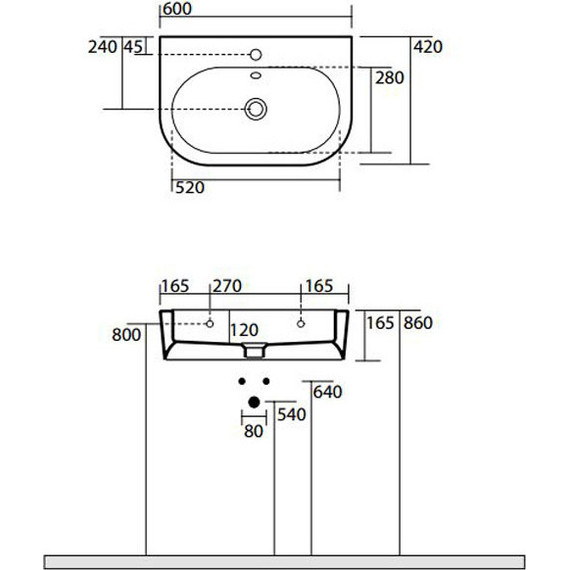 Раковина подвесная Kerasan Flo 60 см 314201*1 - фото 9