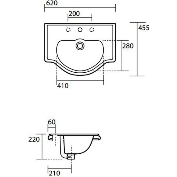 Раковина врезная на столешницу Kerasan Retro 60 см 103001*3 - фото 3