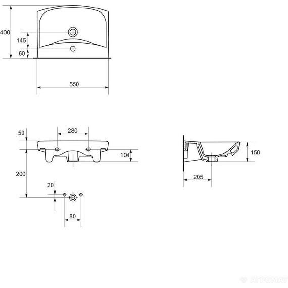 Раковина подвесная Cersanit Carina 55 см UM-CAR55/1 - фото 7