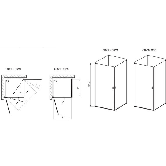 Душевое ограждение Ravak Chrome CRV1+CRV1 80x80 см 1QV40C01Z1 алюминий/прозрачное - фото 5