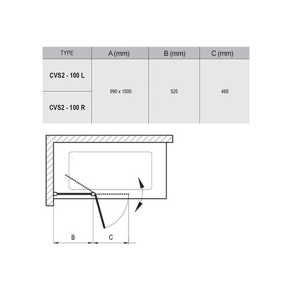 Шторка для ванны Ravak Chrome CVS2 100 см 7QLA0C00Z1 L алюминий/прозрачное - фото 5