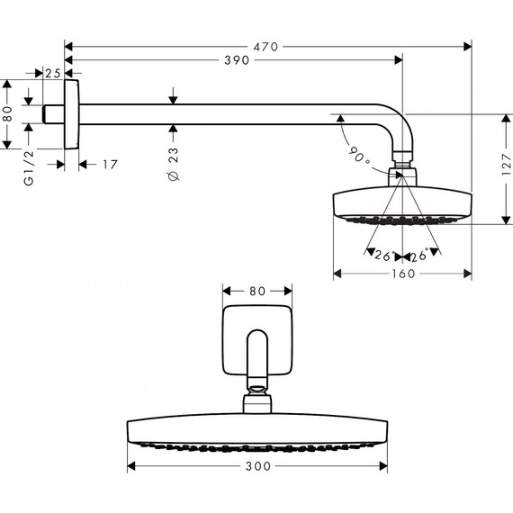 Верхний душ Hansgrohe Raindance Select E 300 2jet 27385400, латунь, белый/хром - фото 3