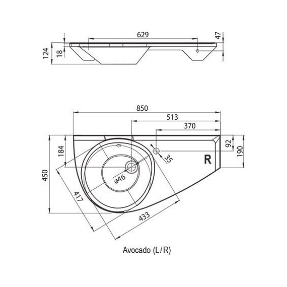 Умывальник Ravak Avocado 85 см XJ1L1100000 L - фото 6