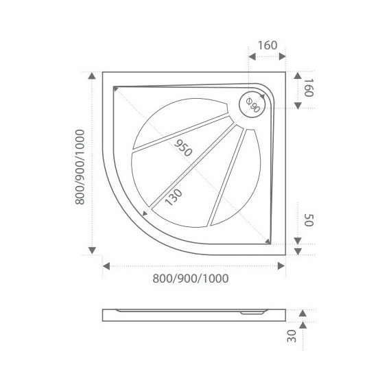 Каменный поддон Bas Эклипс 90х90 см - фото 2