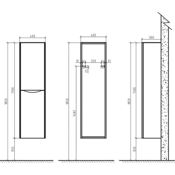 Пенал подвесной BelBagno ANCONA-N-1500-2A-SC-TL-L 40 см, левый, бежевый - фото 3
