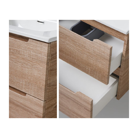 Тумба подвесная с раковиной BelBagno ETNA-700-2C-SO-WO-P 70 см, Rovere Bianco, Цвет фасада: Rovere Bianco - фото 4