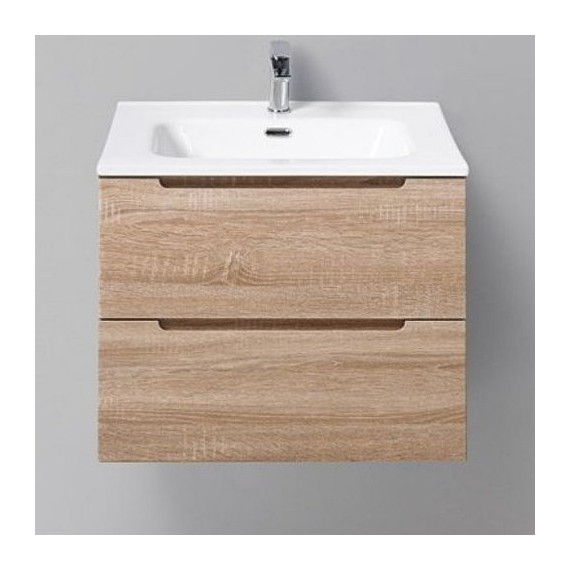 Тумба подвесная с раковиной BelBagno ETNA-600-2C-SO-WO-P 60 см, Rovere Bianco, Цвет фасада: Rovere Bianco - фото 