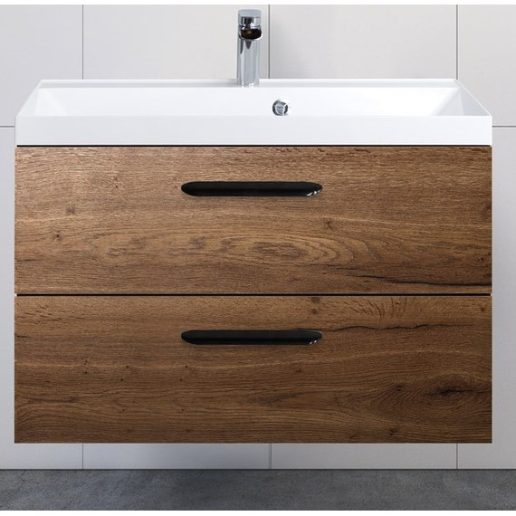 Тумба подвесная с раковиной BelBagno AURORA-800-2C-SO-RT 80 см, Rovere Tabacco, Цвет фасада: Rovere Tabacco - фото 