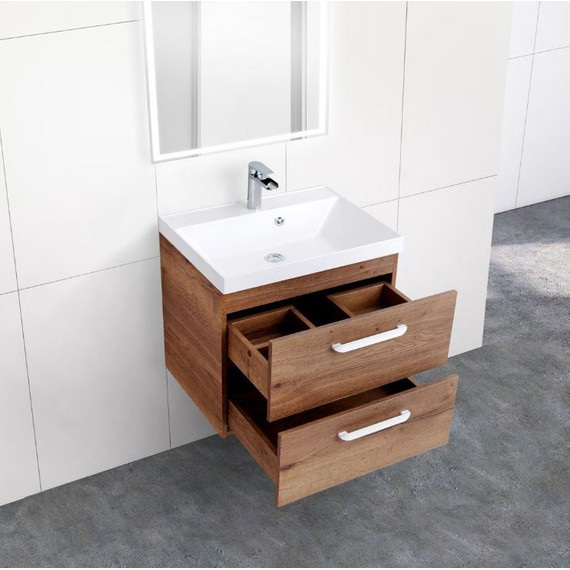 Тумба подвесная с раковиной BelBagno AURORA-600-2C-SO-RT 60 см, Rovere Tabacco, Цвет фасада: Rovere Tabacco - фото 3